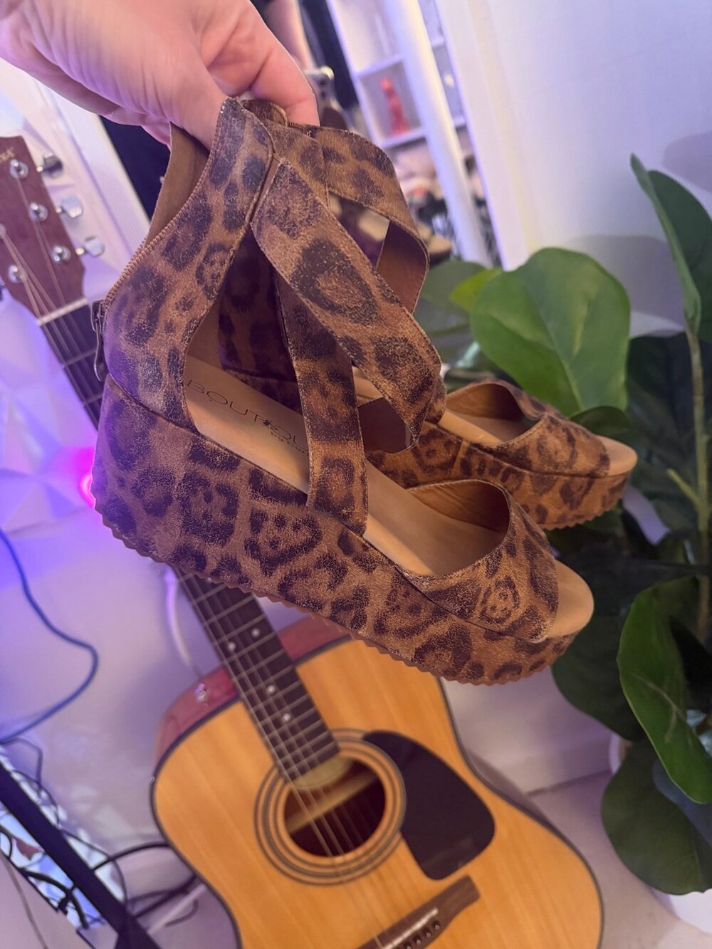 Women's Leopard Print Wedge Platform Sandals